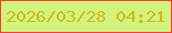 文字の大きさ：5、枠の色：f04035、背景の色：d2f37d、文字の色：cebb1d 無料ブログパーツのブログ時計