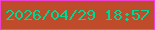 文字の大きさ：1、枠の色：f040d2、背景の色：be4c2b、文字の色：03d690 無料ブログパーツのブログ時計