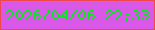 文字の大きさ：2、枠の色：f0474d、背景の色：d958e8、文字の色：01eb1c 無料ブログパーツのブログ時計