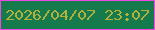 文字の大きさ：4、枠の色：f048e5、背景の色：157a4c、文字の色：b2b13d 無料ブログパーツのブログ時計