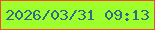文字の大きさ：1、枠の色：f04a35、背景の色：9eff2c、文字の色：31698a 無料ブログパーツのブログ時計