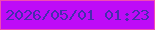 文字の大きさ：4、枠の色：f04bb3、背景の色：be0bf7、文字の色：462dad 無料ブログパーツのブログ時計