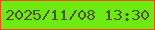 文字の大きさ：2、枠の色：f04c17、背景の色：6deb13、文字の色：535228 無料ブログパーツのブログ時計
