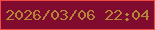 文字の大きさ：3、枠の色：f04c43、背景の色：800b2e、文字の色：b38639 無料ブログパーツのブログ時計