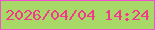 文字の大きさ：3、枠の色：f052ce、背景の色：a8d968、文字の色：f33a89 無料ブログパーツのブログ時計