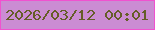 文字の大きさ：4、枠の色：f052cf、背景の色：cb8cd3、文字の色：655d28 無料ブログパーツのブログ時計