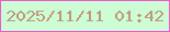 文字の大きさ：5、枠の色：f058d1、背景の色：ccfdd5、文字の色：c1967e 無料ブログパーツのブログ時計