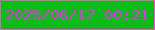 文字の大きさ：2、枠の色：f059c3、背景の色：0bbb16、文字の色：ec2cf3 無料ブログパーツのブログ時計