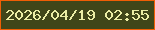 文字の大きさ：5、枠の色：f05e05、背景の色：404619、文字の色：ebeda5 無料ブログパーツのブログ時計