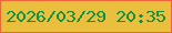 文字の大きさ：5、枠の色：f0643a、背景の色：eabf3e、文字の色：0c9243 無料ブログパーツのブログ時計