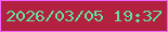 文字の大きさ：1、枠の色：f066ff、背景の色：b32141、文字の色：64e19b 無料ブログパーツのブログ時計