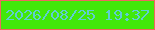文字の大きさ：1、枠の色：f0675f、背景の色：41e809、文字の色：5fced3 無料ブログパーツのブログ時計