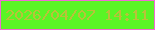 文字の大きさ：5、枠の色：f06ad5、背景の色：5af526、文字の色：b9c239 無料ブログパーツのブログ時計