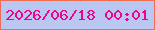 文字の大きさ：5、枠の色：f06c52、背景の色：b9c7f1、文字の色：ef028c 無料ブログパーツのブログ時計