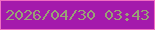 文字の大きさ：2、枠の色：f06ec3、背景の色：a41aac、文字の色：99a176 無料ブログパーツのブログ時計