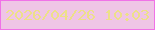 文字の大きさ：3、枠の色：f072e7、背景の色：efc5e6、文字の色：ede089 無料ブログパーツのブログ時計