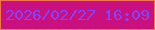 文字の大きさ：3、枠の色：f07a42、背景の色：ca107f、文字の色：8543fb 無料ブログパーツのブログ時計