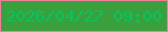文字の大きさ：1、枠の色：f07e9c、背景の色：3aa03e、文字の色：04c55f 無料ブログパーツのブログ時計
