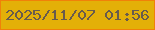 文字の大きさ：1、枠の色：f08109、背景の色：e3b008、文字の色：685b4d 無料ブログパーツのブログ時計