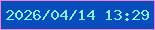 文字の大きさ：4、枠の色：f081df、背景の色：084dbc、文字の色：86f0f6 無料ブログパーツのブログ時計