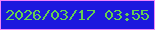 文字の大きさ：4、枠の色：f085fb、背景の色：1c18de、文字の色：64cf51 無料ブログパーツのブログ時計