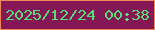 文字の大きさ：3、枠の色：f08957、背景の色：851756、文字の色：57dd73 無料ブログパーツのブログ時計