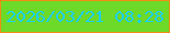 文字の大きさ：3、枠の色：f08c11、背景の色：6dd928、文字の色：1ad0f3 無料ブログパーツのブログ時計