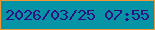 文字の大きさ：4、枠の色：f09737、背景の色：0594a6、文字の色：2c1081 無料ブログパーツのブログ時計