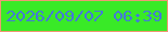 文字の大きさ：2、枠の色：f09774、背景の色：39ea27、文字の色：447ad6 無料ブログパーツのブログ時計