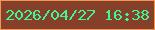 文字の大きさ：4、枠の色：f09851、背景の色：863f28、文字の色：3ff797 無料ブログパーツのブログ時計