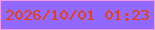 文字の大きさ：5、枠の色：f09de9、背景の色：9169ff、文字の色：eb3f09 無料ブログパーツのブログ時計