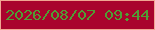 文字の大きさ：1、枠の色：f0a592、背景の色：a9032d、文字の色：509d34 無料ブログパーツのブログ時計