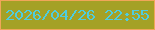 文字の大きさ：3、枠の色：f0a659、背景の色：a4a126、文字の色：4ecddf 無料ブログパーツのブログ時計