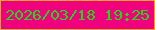 文字の大きさ：1、枠の色：f0a726、背景の色：f0027e、文字の色：21d918 無料ブログパーツのブログ時計