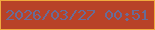 文字の大きさ：4、枠の色：f0aa3f、背景の色：b84228、文字の色：686c97 無料ブログパーツのブログ時計
