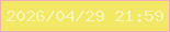 文字の大きさ：5、枠の色：f0aeba、背景の色：f3e865、文字の色：f7f5b6 無料ブログパーツのブログ時計