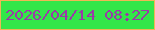 文字の大きさ：1、枠の色：f0b655、背景の色：33e649、文字の色：9b3aa7 無料ブログパーツのブログ時計