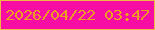 文字の大きさ：5、枠の色：f0b946、背景の色：f70da3、文字の色：ed9e21 無料ブログパーツのブログ時計