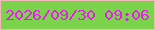 文字の大きさ：4、枠の色：f0bab9、背景の色：7bd24b、文字の色：ec1af0 無料ブログパーツのブログ時計