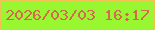 文字の大きさ：2、枠の色：f0c153、背景の色：99f731、文字の色：d36a4e 無料ブログパーツのブログ時計