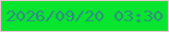 文字の大きさ：3、枠の色：f0c4d6、背景の色：07e52f、文字の色：328a84 無料ブログパーツのブログ時計