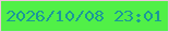 文字の大きさ：5、枠の色：f0c4de、背景の色：51f047、文字の色：1b9898 無料ブログパーツのブログ時計