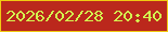 文字の大きさ：1、枠の色：f0cb11、背景の色：bb281c、文字の色：d4f74f 無料ブログパーツのブログ時計