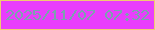 文字の大きさ：4、枠の色：f0cb71、背景の色：e93efc、文字の色：7ca2af 無料ブログパーツのブログ時計
