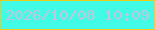 文字の大きさ：2、枠の色：f0ce16、背景の色：42fbe7、文字の色：c1c6dc 無料ブログパーツのブログ時計