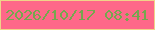 文字の大きさ：5、枠の色：f0d389、背景の色：fe6889、文字の色：75a74e 無料ブログパーツのブログ時計