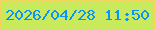 文字の大きさ：5、枠の色：f0d45d、背景の色：c8ea5c、文字の色：0994fa 無料ブログパーツのブログ時計
