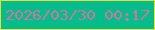 文字の大きさ：5、枠の色：f0de36、背景の色：02bc8c、文字の色：ca789e 無料ブログパーツのブログ時計