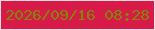 文字の大きさ：5、枠の色：f0dee2、背景の色：d71a47、文字の色：848408 無料ブログパーツのブログ時計