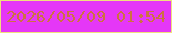 文字の大きさ：4、枠の色：f0e07d、背景の色：e537f7、文字の色：cd7141 無料ブログパーツのブログ時計